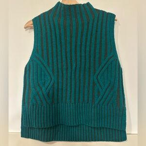 Sundance Teal and Black Striped Sweater Vest